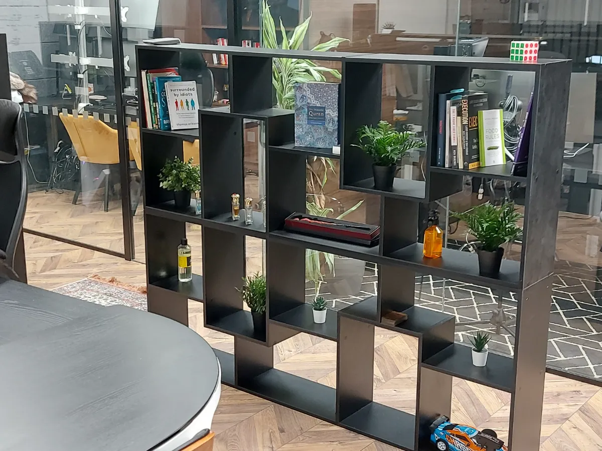 Display shelves dusted, cube by cube